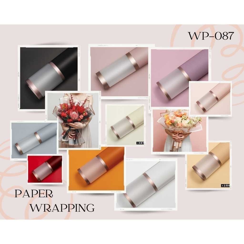 

[20 LEMBAR] WP087 - FLOWER WRAPPING TRANSPARENT WATERPROOFF FRAME DOUBLE LIST ROSE GOLD DECORATION