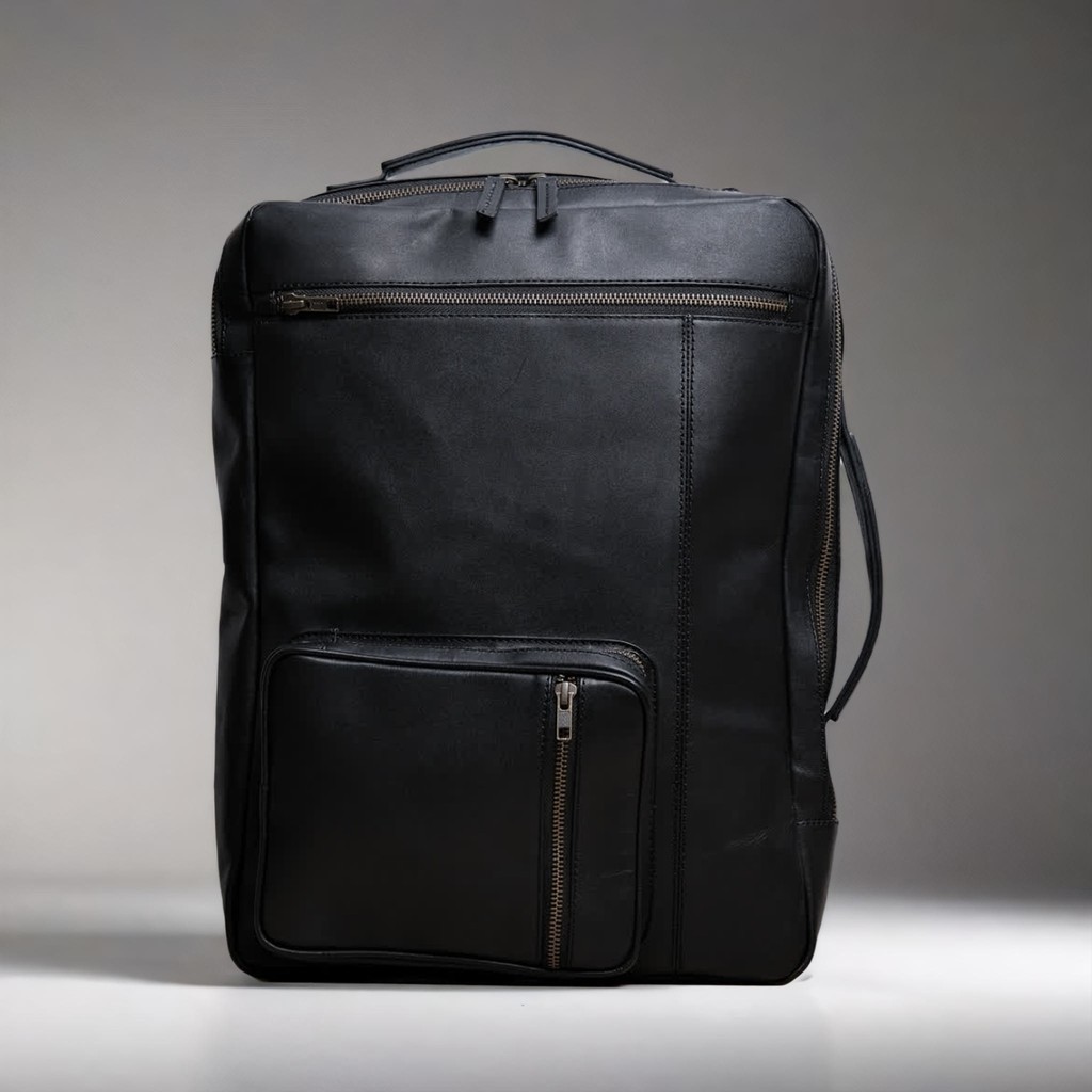 TAS RANSEL HITAM PRIA KULIT