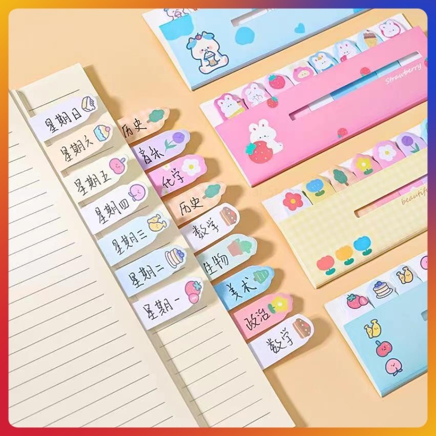 

stiker indeks catatan tempel/Sticky Notes Karakter 8IN1 Tempelan Kertas Catatan 120 Lembar Pembatas Buku Karakter Hewan Lucu Penanda Buku Stationery Memo