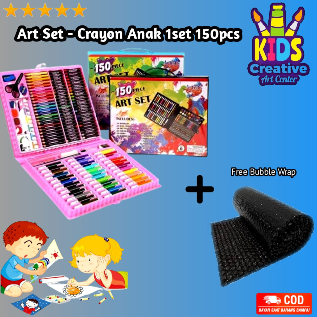 

Crayon Anak Set 150 pcs Set Spidol Alat Menggambar Mewarnai Pensil Krayon Set Art Colouring Free Bubble Wrap / M N