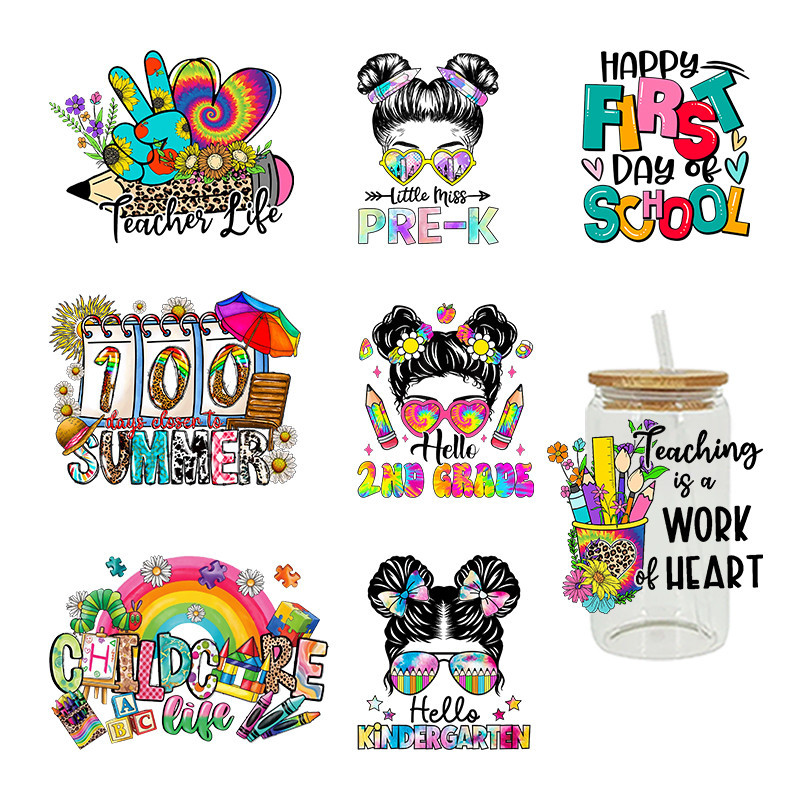

UV DTF Transfer Sticker Back To School For The 16oz Libbey Glasses Wraps Bottles Cup Can DIY Waterproof Custom Decals D4905