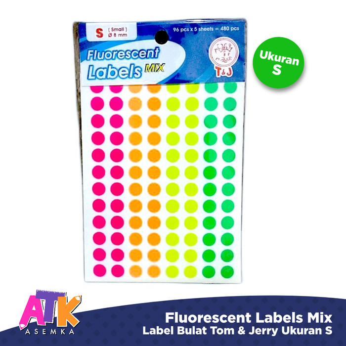 

Sticker Label Bulat Warna/ Fluorescent Labels Mix Tom & Jerry Bentuk