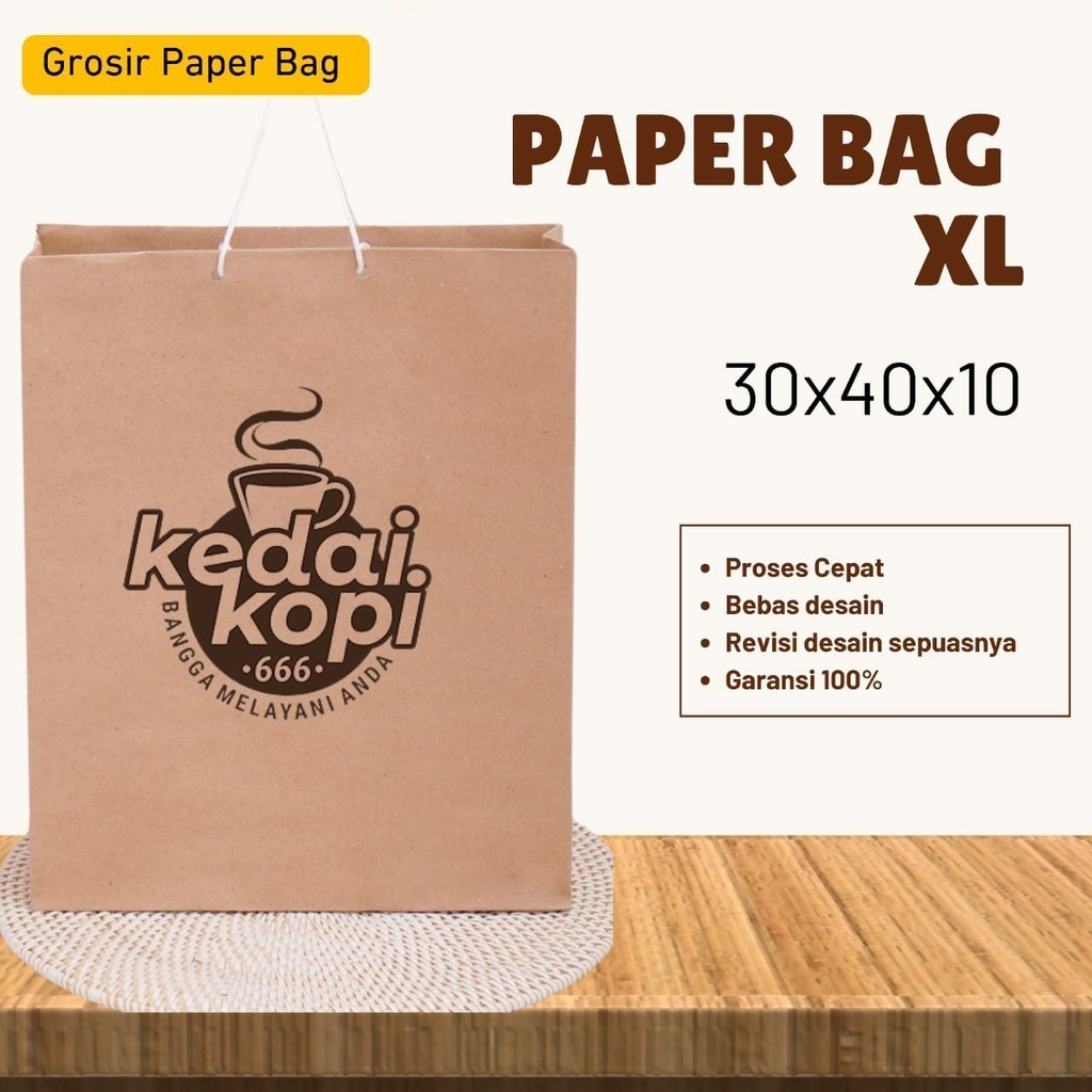 

PAPER BAG CUSTOM SABLON XL 50 / 30cm X 37cm X 10cm / PAPER BAG KADO / TAS KERTAS SOUVENIR