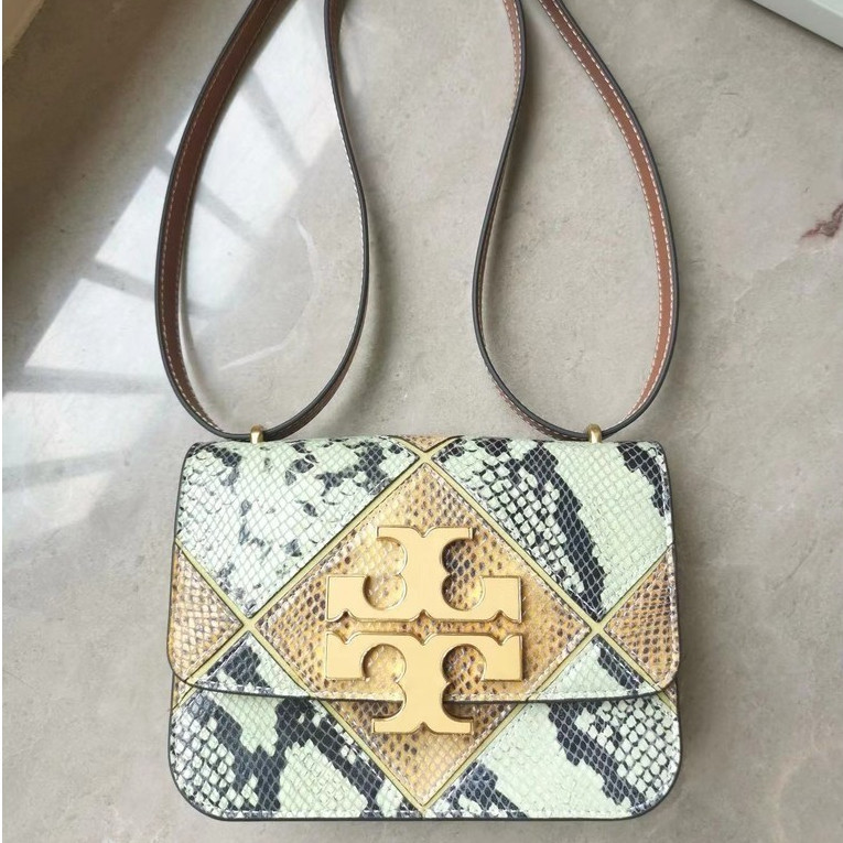 Original New New ComingTB Lady‘s 2024 Counter Latest Eleanor Python Embossed Leather Small Size Shou