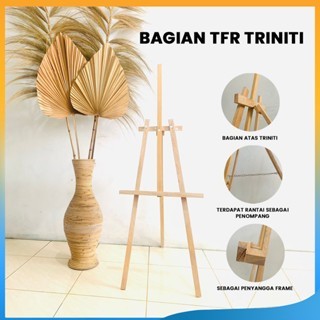 PROMO Stand Easel Kayu Triniti Basic Tripod Standing Kayu Dekorasi Foto Wedding, Akrilik, Frame, Bin