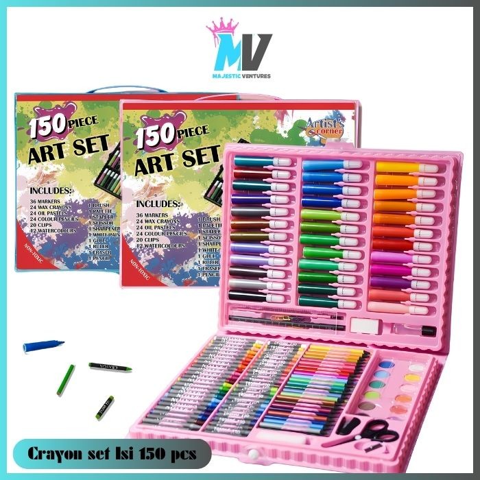 

MAJESTIC Pensil Warna Crayon Krayon Kerayon Set 150 Pcs Lengkap Alat Melukis Menggambar Mewarnai