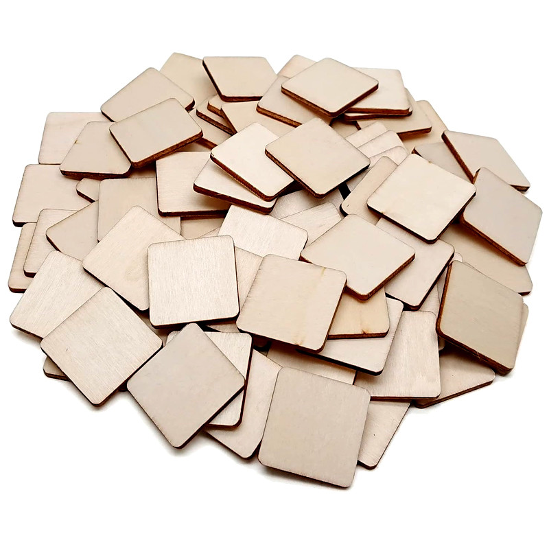 

25pcs 4cm Unfinished Wood Pieces Blank Wood Squares Cutouts Slices Ornament Round Corner for DIY Crafts Carving Engraving Making