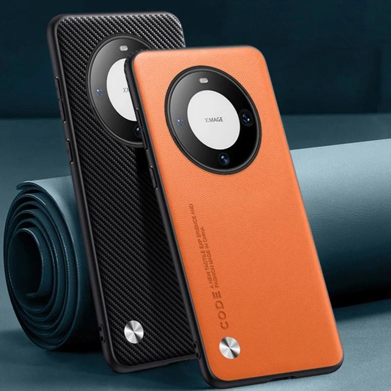 Untuk Huawei Mate 60 Pro case Serat Karbon Kulit Silikon Perlindungan Penuh Penutup belakang Untuk H