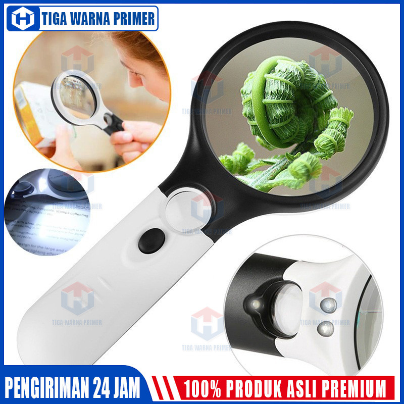 

2in1 Magnifier Gelas Kaca Pembesar Dengan Lampu 3 LED Loop Magnifying Untuk Membaca dan Perhiasan