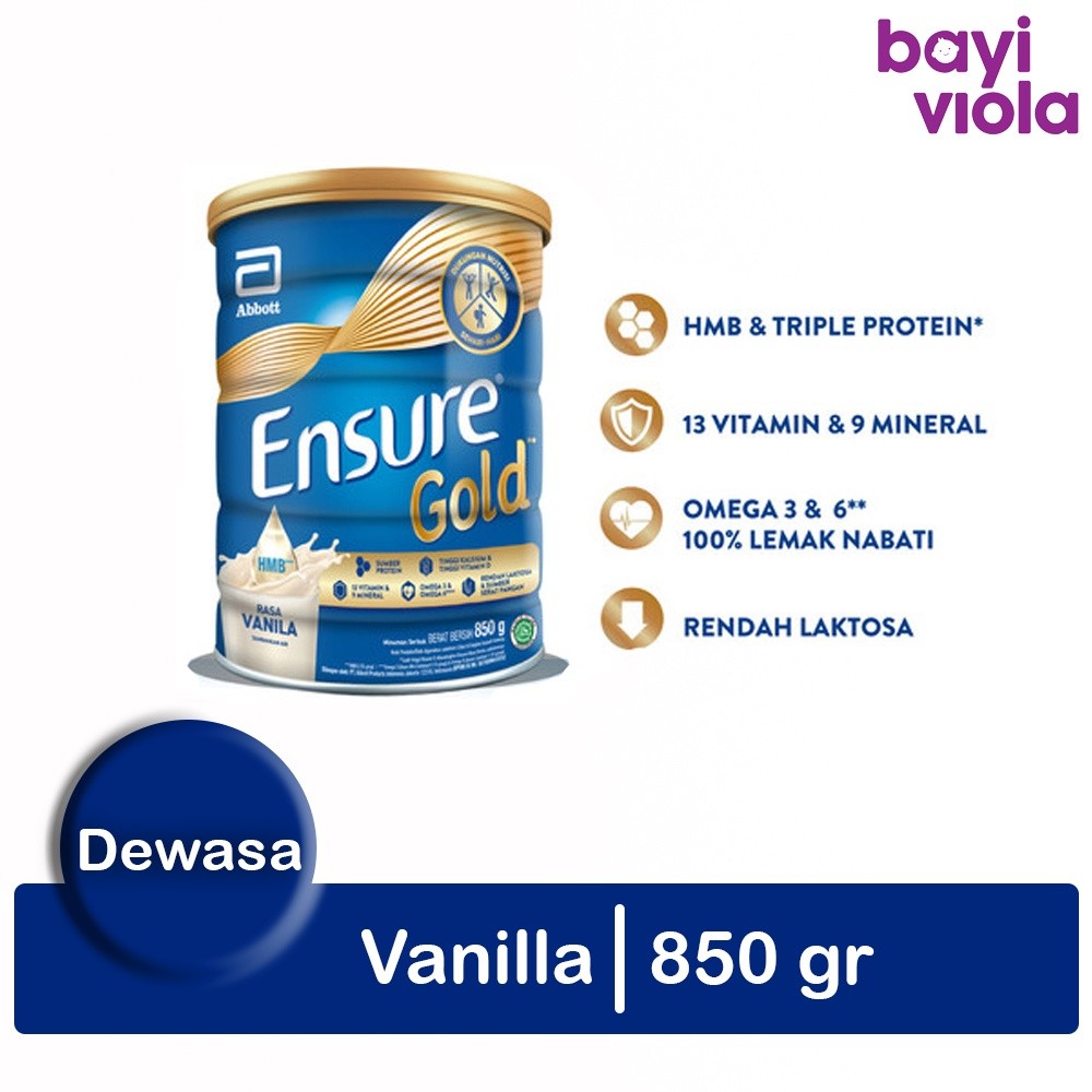 

ED Mar 2026 Ensure Gold HMB Vanila - 850gr Susu Nutrisi Dewasa Rendah Laktosa Vanilla Murah Free Dus Bubble