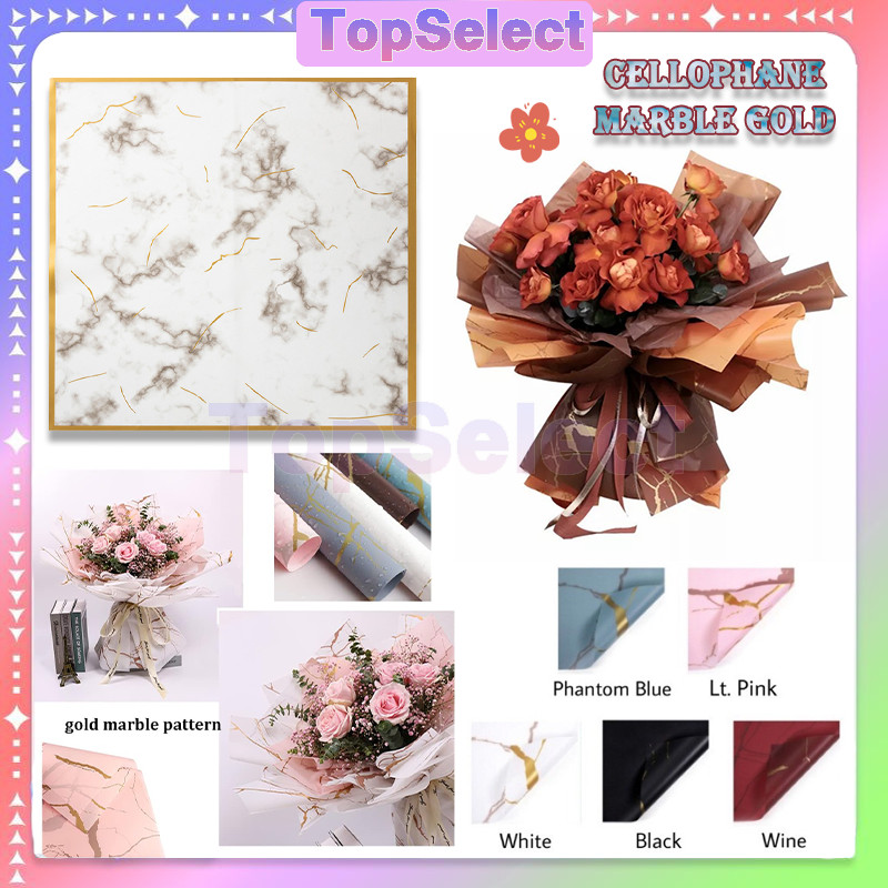 

Marble Cellophane Wrapping Paper/ Cellophane Marble Gold / Wrapping Paper Motif Marble / Kertas Buket/Kertas Buket Cellophane Golden Marble