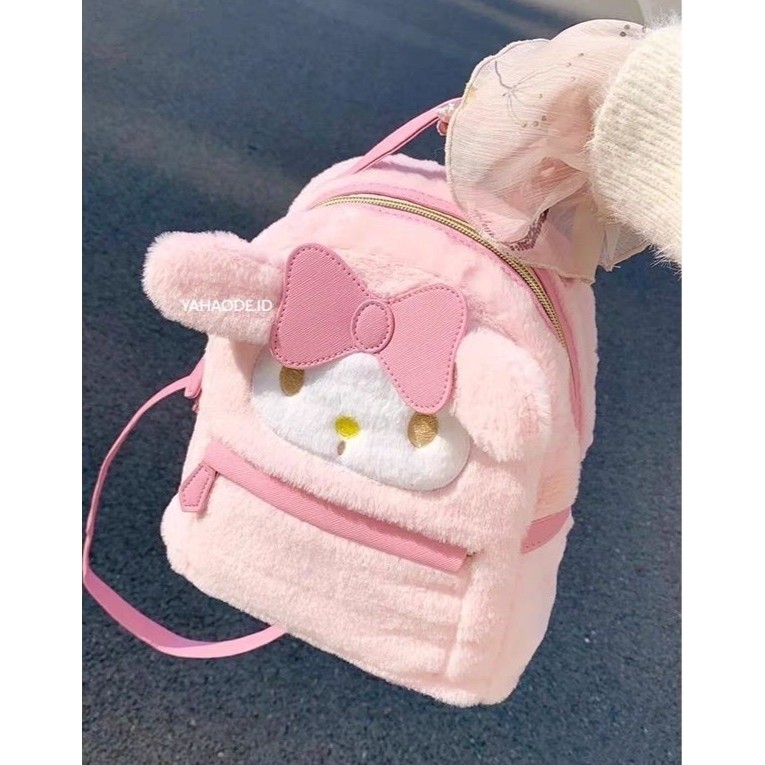 YAHAO-Tas Kartun Berbulu Jepang Ransel Mewah Sanrio Tas Sekolah Lucu Ransel Anak Perempuan