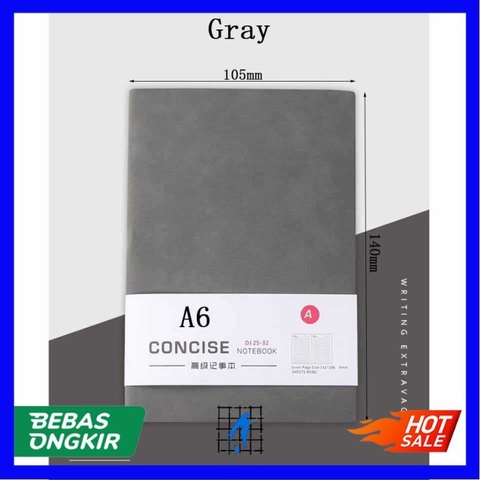 

Buku Catatan Jurnal Notebook Cover PU Leather A6 - Gray