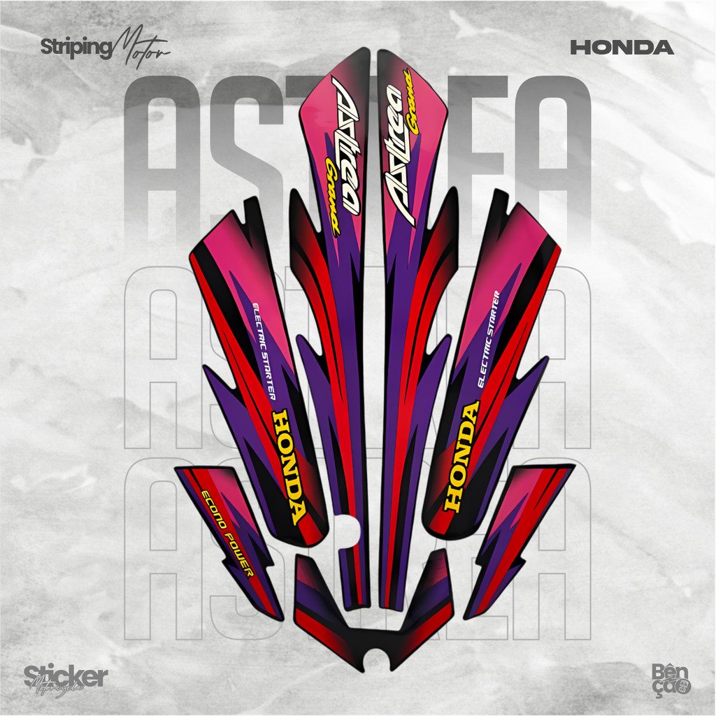 Striping stiker motor | HONDA Astrea Grand 97 1997 hitam lis pink Merah Muda     Variasi Standar  be