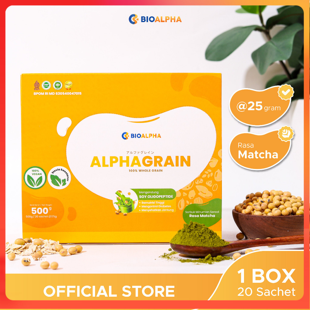 

Alphagrain isi 20 Sachet: Minuman pengganti makan & camilan untuk diabetasi Rasa Matcha chocofun13