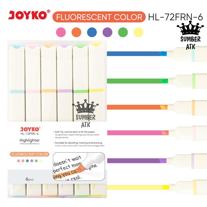 

Penanda Berwarna Highlighter Joyko HL-72FRN ~ 72PTL 6 Warna - Fluorescent