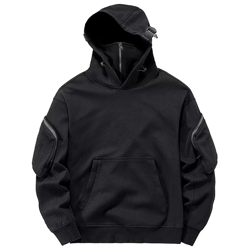 ARENS Men's Techwear Zip Up Hoodies Dark Souls Cyberpunk Sweatshirts High Neck Mask Windproof Pullov