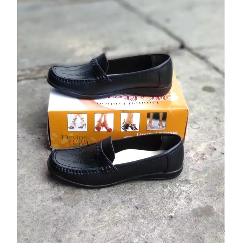 ✨NEW✨ -SEPATU PANTOFEL MM MILTON WANITA/SEPATU PANTOFEL TANPA HAK WANITA COD - Hitam, 41