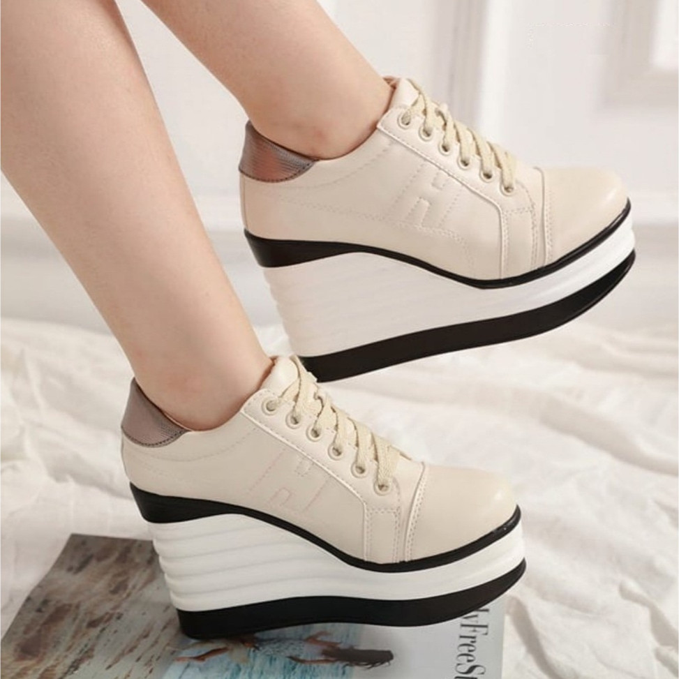 SEPATU SNEAKERS WANITA WEDGES BOOTS BOOT AJ17 SNEAKER HAK TINGGI HIGH HEEL 7cm WEDGES SEPATU FASHION