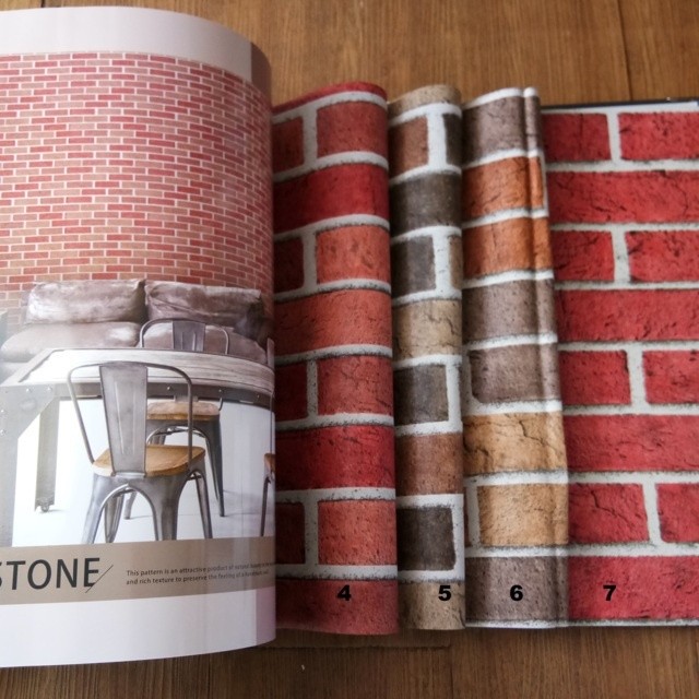 Wallpaper Dinding Murah Batu Bata Merah Orange Kombinasi 3d wallpaper