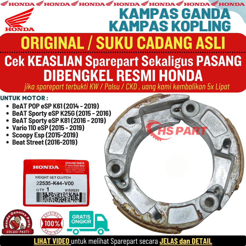Kampas Ganda Otomatis Kopling Beat Fi Stater Halus Original Beat POP Scoopy Esp Vario 110 Fi Beat St