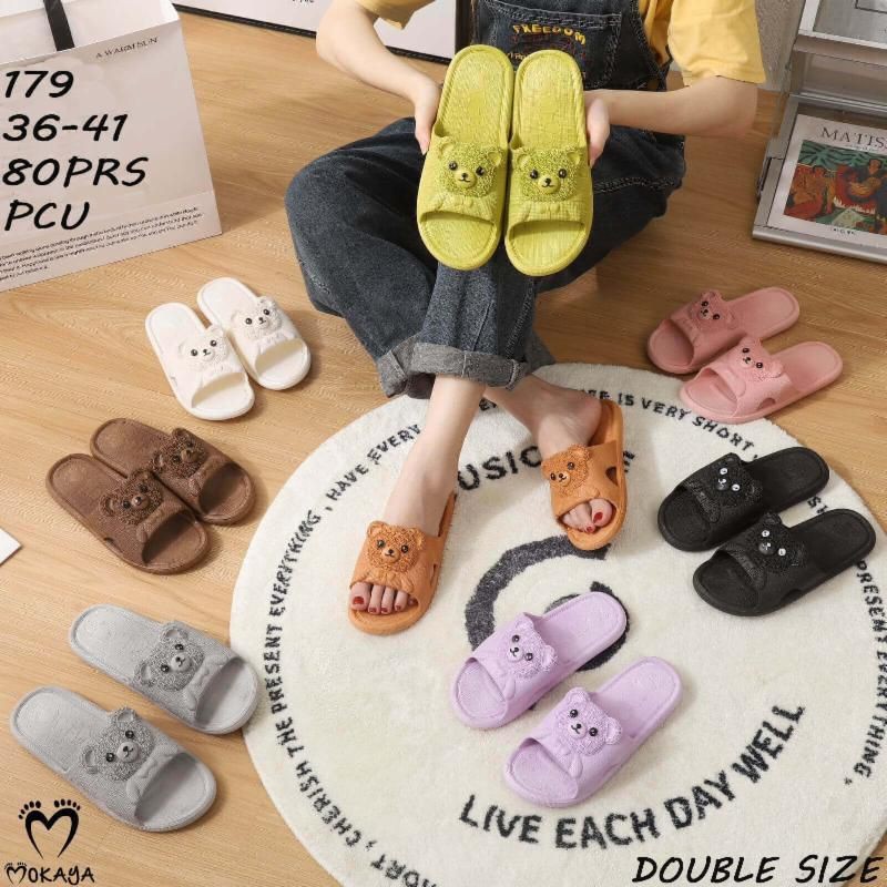 Selie - Sandal Slop Wanita Bear Timbul - Sandal Rumah Wanita - Sandal Slop Cewek Jelly Sandal Import