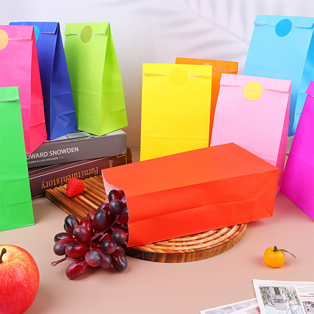 

70 Pack Small Rainbow Bright Color Kraft Paper Bags Wrapped Gift Bags For Craft, Birthday, Baby Shower, Wedding, Party Favors
