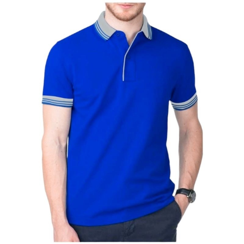 KAOS POLO SHIRT LENGAN PENDEK KERAH KOMBINASI BAJU PRIA WANITA POLOS WARNA HITAM PUTIH COKLAT KUNING