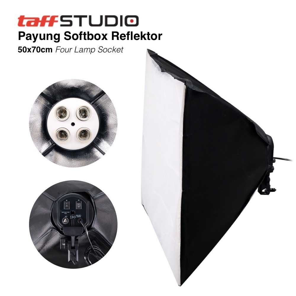 

TaffSTUDIO Payung Softbox Reflektor 50x70cm E27 Four Lamp Socket - KS65