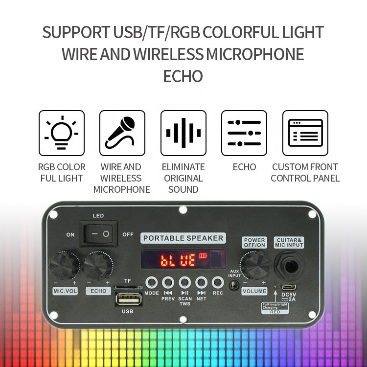 MODUL AMPLI 2X10W MP3 PLAYER AMPLIFIER BLUETOOTH RADIO CARD ECHO MIC