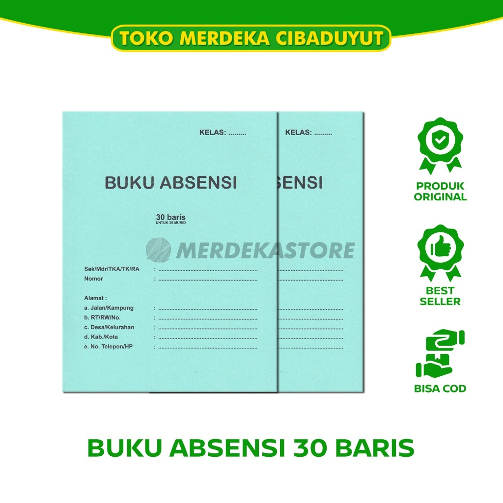 

Absensi 30 Baris | Buku Catatan Kehadiran Siswa/Murid/Santri | 21x19 Cm | Al-Karimiyah