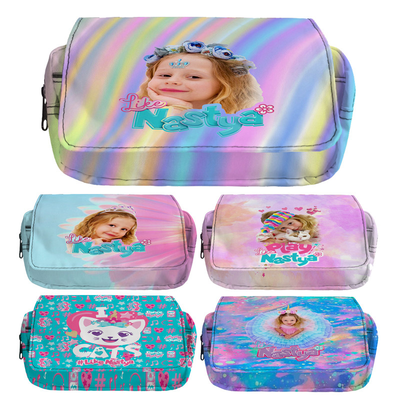 

Like Nastya Pencil Box Colorful Boys Girls Kids Pencil Case New Double Layer Zipper Pencilcase For Student School Stationery