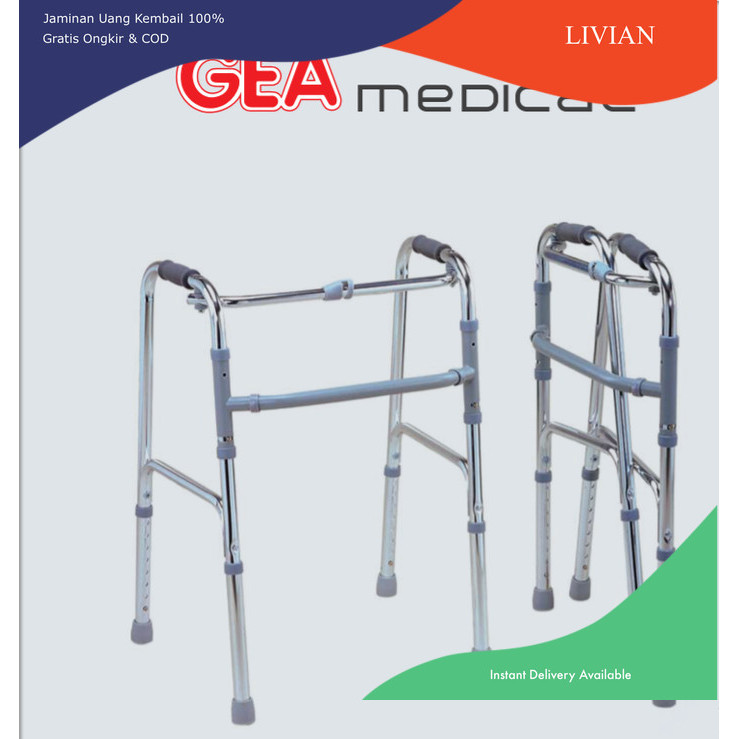 vv Walker Alat Bantu Jalan Lansia Manula / Walker GEA / Walker Tanpa Roda - GEA, Silver