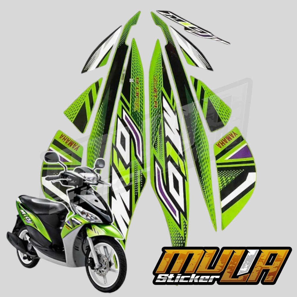 STICKER STIKER POLET LIS STRIPING MOTOR FULL BODY YAMAHA MIO J 2012 WARNA HITAM HIJAU