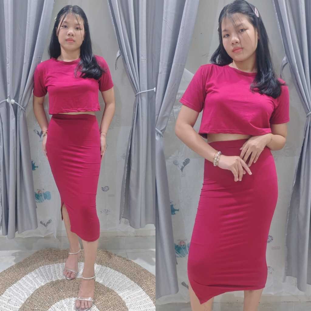 GK - One Set Crop Rok KIMMY // Oneset Wanita Crop Rok Kimmy // OneSet Crop Rok Belah Samping