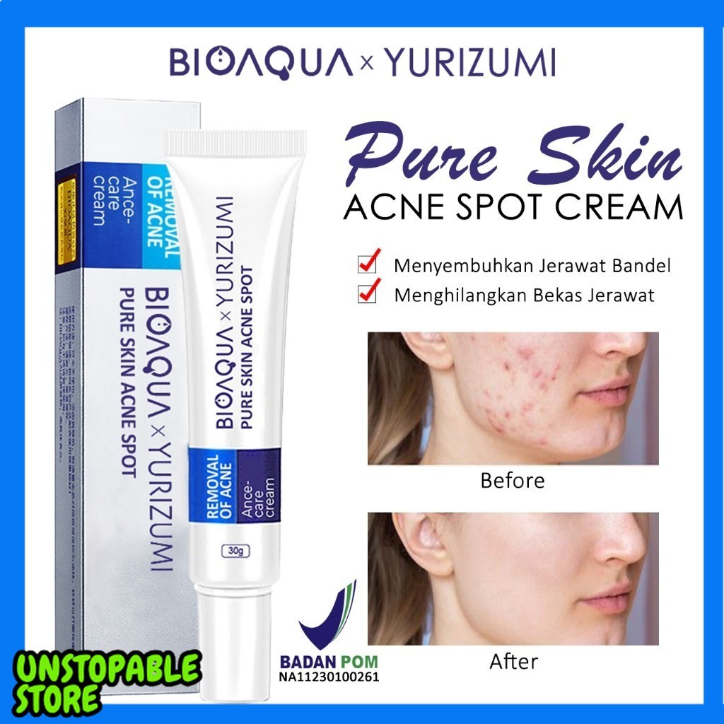 [ BPOM ] Bioaqua x Yurizumi Pure Skin Acne Cream Obat Jerawat Paling Ampuh Menghilangkan Jerawat Mem