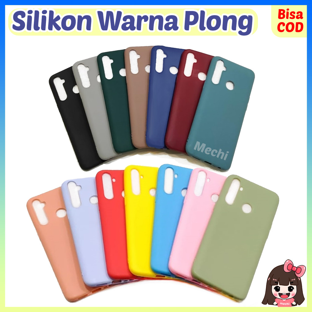 Silikon Warna Plong Oppo A12 A5s A3s A11k A1k A16 A7 Softcase Candy Lentur Hijau Abu Kuning Pink Bir