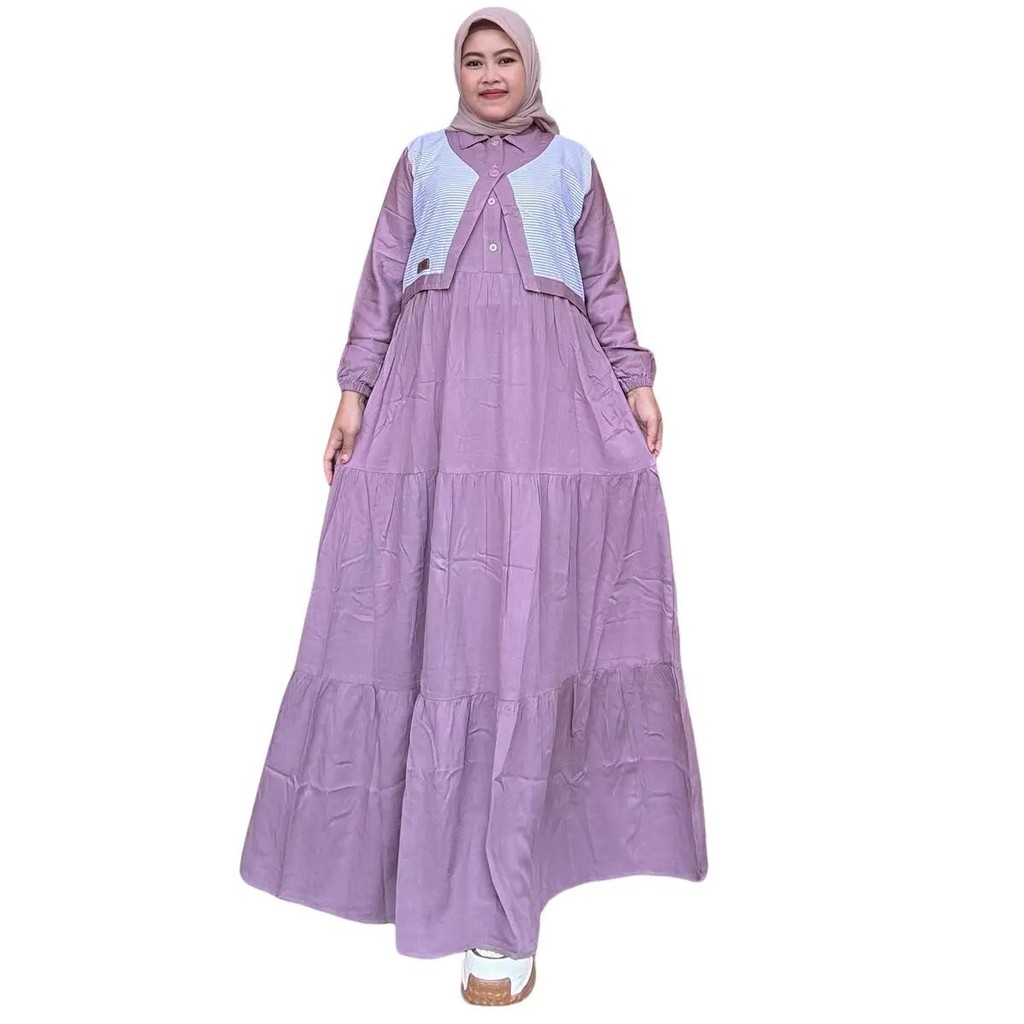 Gamis Amanda Arista Rayon Twill Premium Polos Canda Blazer Katun Haruka Salur (Free Pouch, Goodie Ba