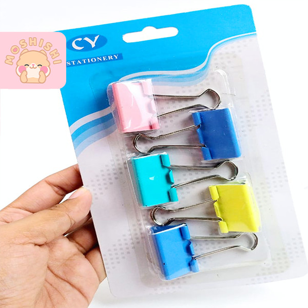 

Binder Clip / Paper Clip / Klip Kertas Besi Warna Tanggung Isi 5 Pcs