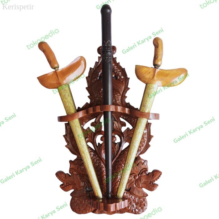 

Blawong Keris Isi 2 Tombak 1 Ukiran Naga Temanten Kembar Kayu Jati murah laris