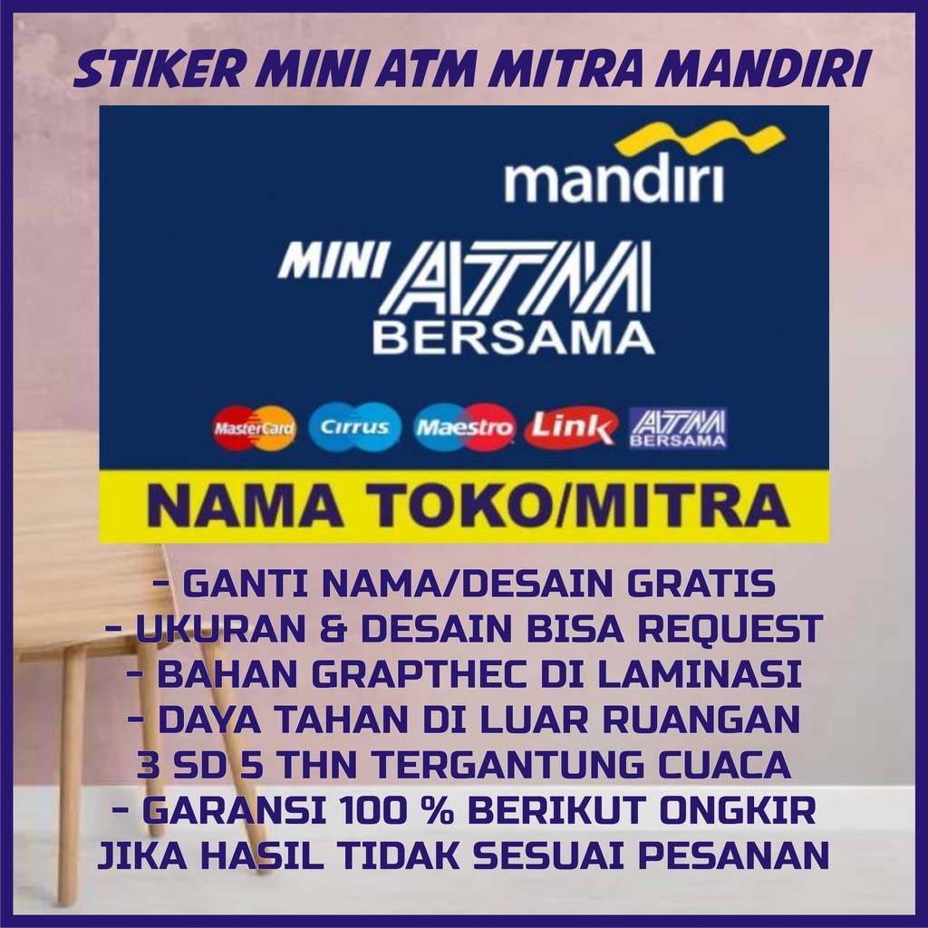 Mini ATM Mandiri Stiker untuk ditempel pada Kaca/Tembok/untuk  Neonbox CingWangPrint