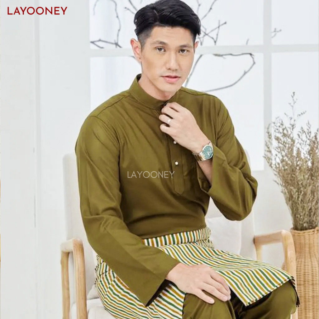 [SALE][HOT] Setelan Baju Melayu Pria Teluk Belanga Bahan Katun Toyobo Satu Set Cekak Musang Pakaian 