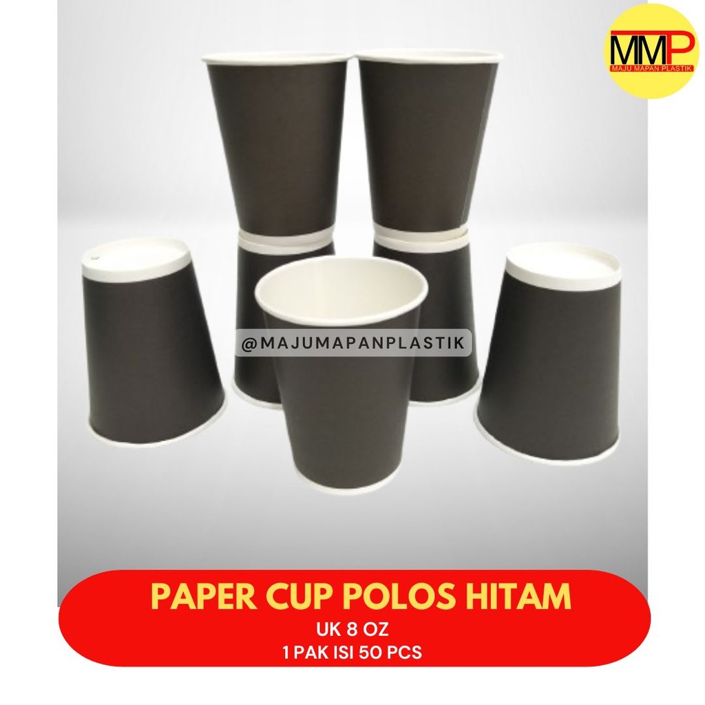 Paper Cup / Gelas Kertas 8oz / Paper Cup Polos Hitam / Gelas Kertas Tahan Panas / Gelas Kertas Tebal