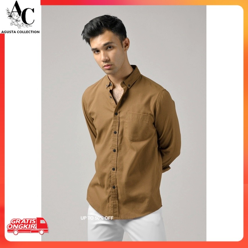 Kemeja Pria Terkini / KEMEJA POLOS Pria Mocca SIMPLE MOCCA BASIC E-1077