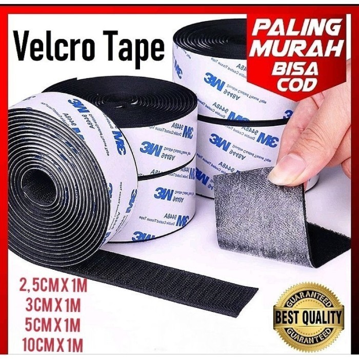 Double Tape Perekat Strap Adhesive Hook & Loop 2,5cm 3cm 5cm 10cm x 1 Meter