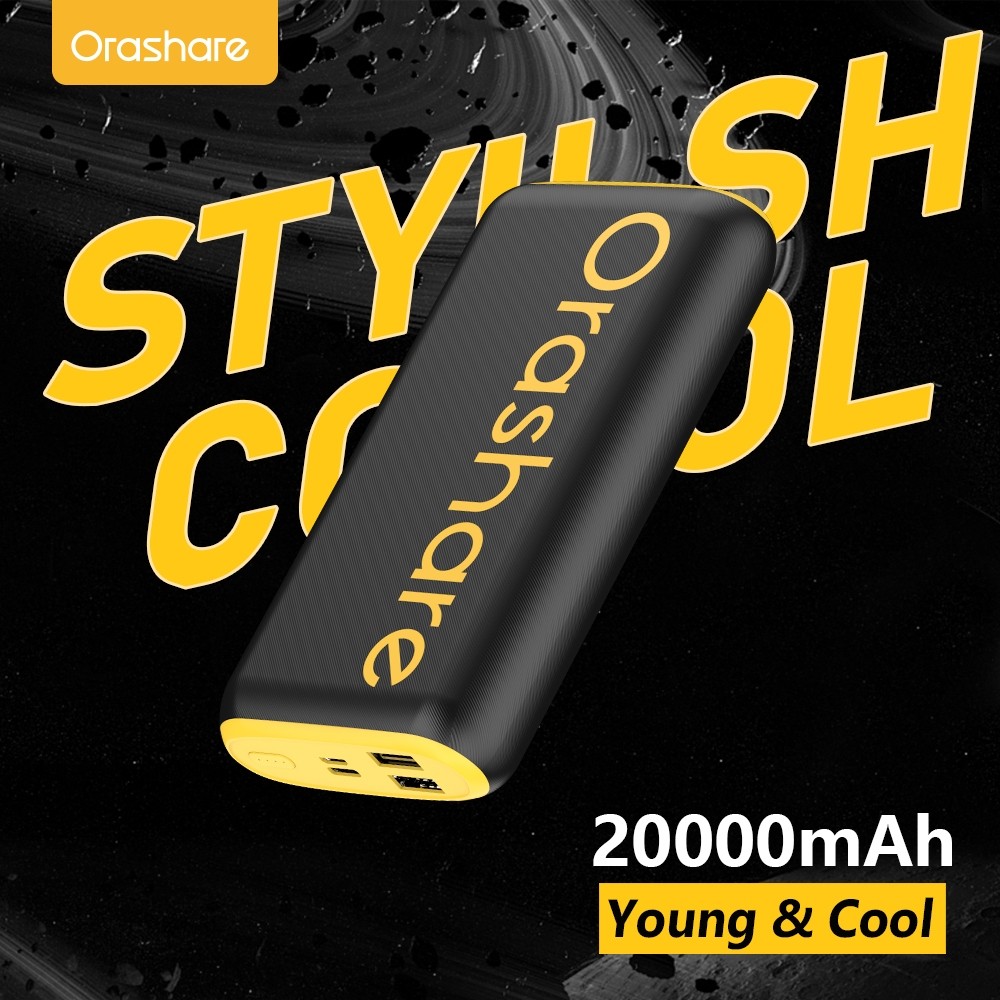 Powerbank Orashare O20 20000mah 2.4A Dual Output Original Power Bank untuk Samsung Vivo