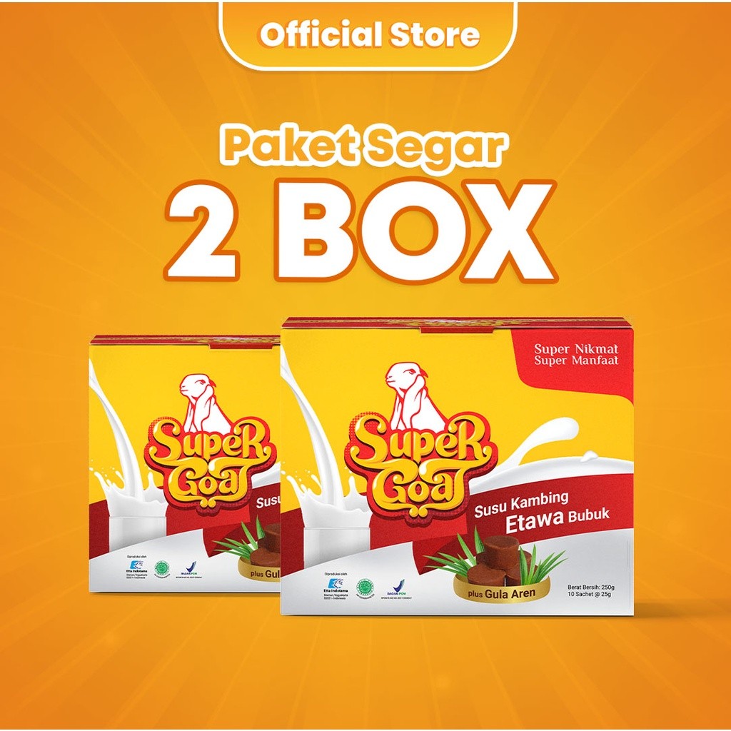 

Supergoat Susu Etawa (Paket Segar 2 Box) Susu Kambing Bubuk Gula Aren