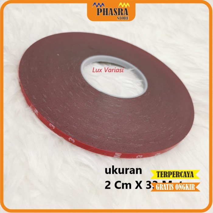 

(LVT) LEM BOLAK BALIK DOUBLE TAPE MERAH UKURAN LEBAR 2 Cm Panjang 33 meter