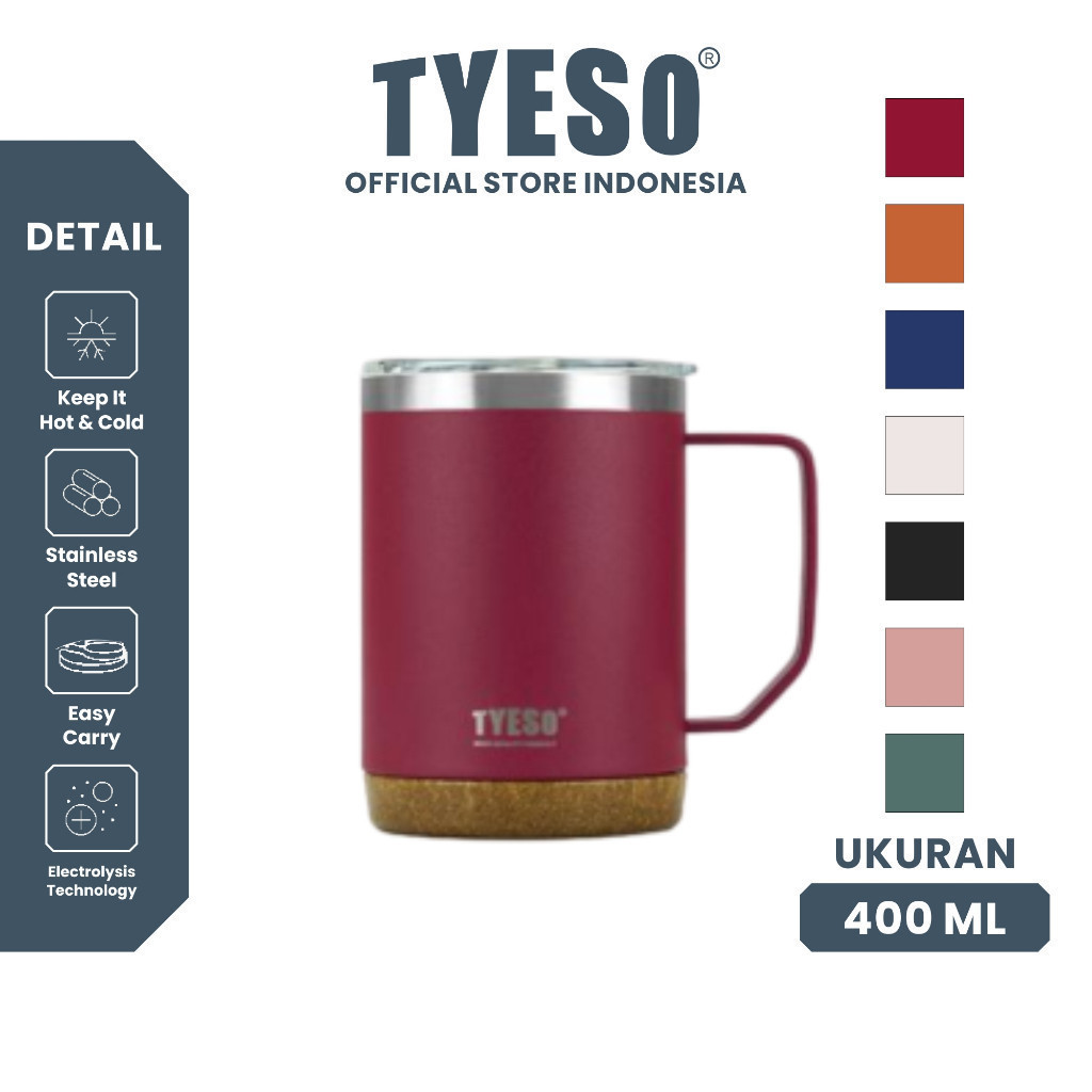 Tyeso Tumbler Gelas Mug 530ml TS-8836 Stainless Vacuum Insulated Anti Slip Tahan Panas Dingin