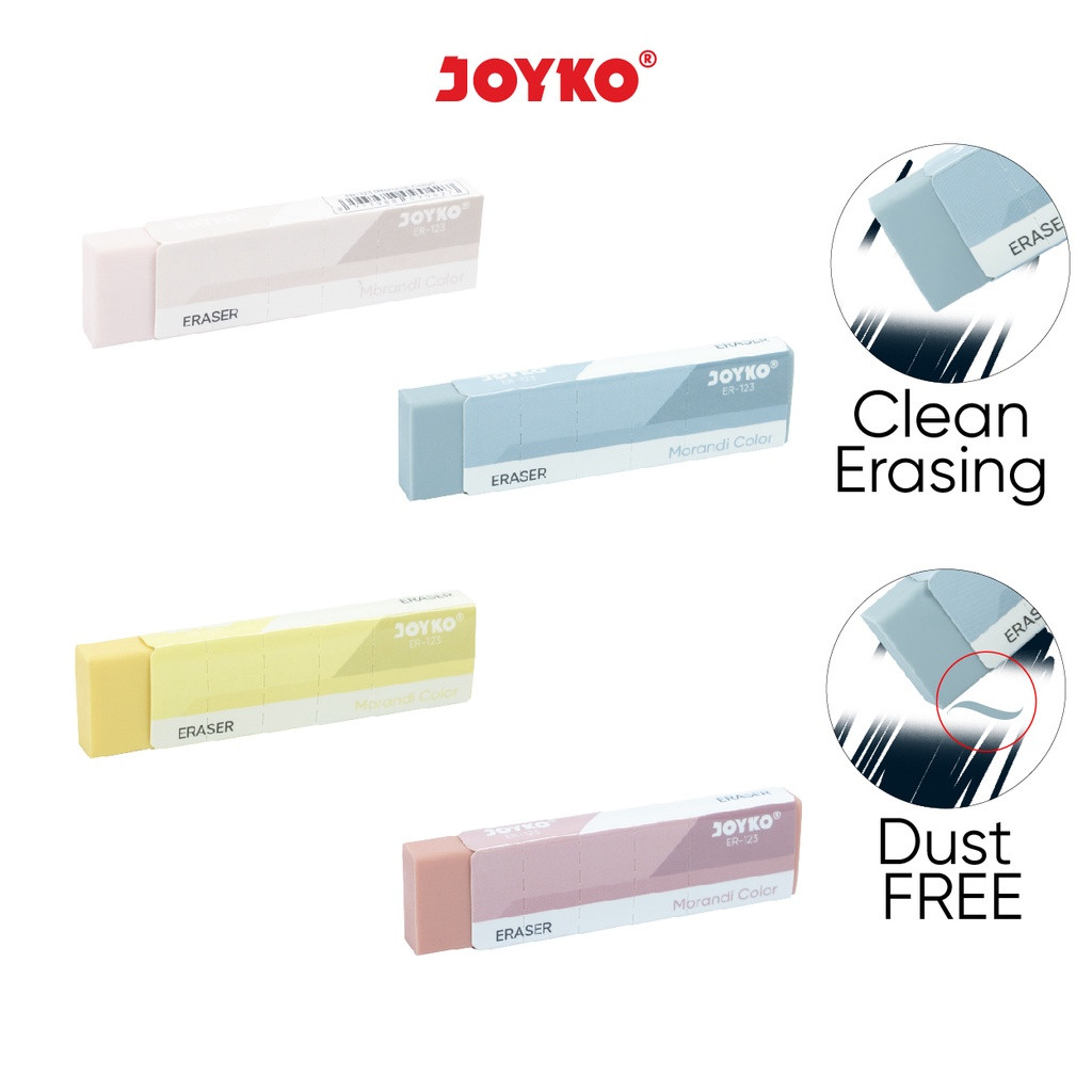 

Penghapus Joyko ER-123 Morandi Eraser Color Stip Lentur Eraser Elastis Warna Pastel - Satuan SHABQ